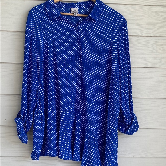 Como Vintage Tops - Blue Polka Dots Top 3 XL